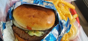 Beyond or Impossible type burger & fries at Red's Root Beer in Paw Paw