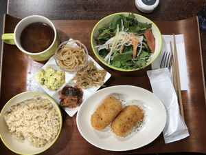 Croquette set. One of 2 options available for lunch. Full menu is dinner only. at Aju in Osaka