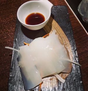 Vegan squid sashimi at Aju in Osaka