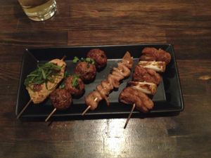 mock chicken skewer at Aju in Osaka