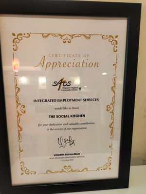 Certificate at The Social Kitchen - YMCA in Central Singapore