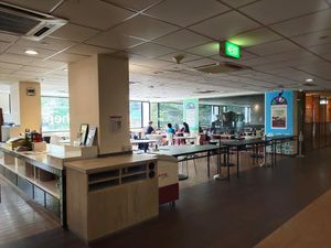 Dining area at The Social Kitchen - YMCA in Central Singapore