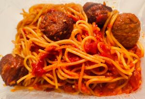 Fiery mala NoMeatball pasta at The Social Kitchen - YMCA in Central Singapore