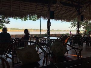 Outdoor riverside seating  at Mut Mee Restaurant in Nong Khai