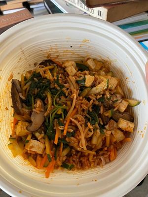 Meal E: Bibimbap
Stir fry spinach, bean sprouts, shiitake mushrooms, pickles, cucumber and carrot served with gochujang (Korean spicy sauce) and brown rice. After mixing it all up. at Chef Dave's PB Kitchen in Kuala Lumpur