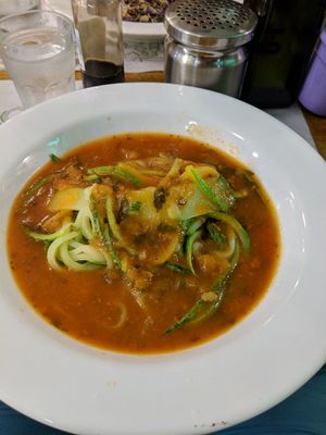 Zoodles with tomato sauce at Bio Carioca in Rio De Janeiro