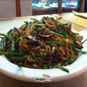 Bifum ( rice Nudels) with with shitaki mushrooms. a good Vegan choice (-: at Bio Carioca in Rio De Janeiro