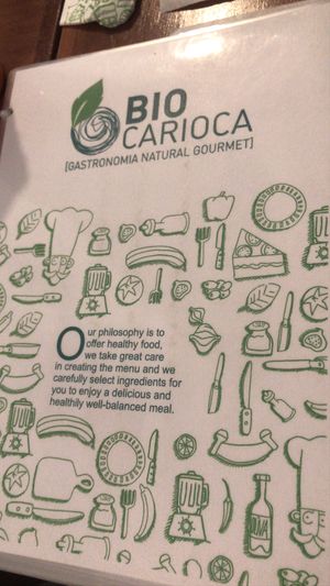 Menu at Bio Carioca in Rio De Janeiro