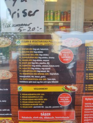 Menu at Järnvägskiosken Pizzeria in Mora
