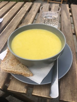 Corn soup  at Drunken Coffee in Cesky Krumlov