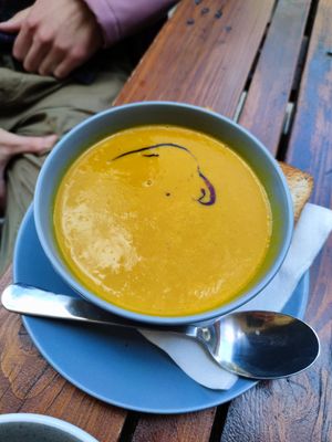 Carrot soup spicy at Drunken Coffee in Cesky Krumlov