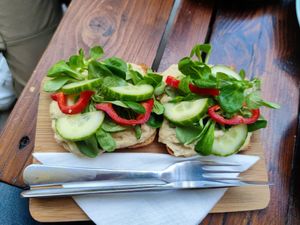 Hummustoast at Drunken Coffee in Cesky Krumlov