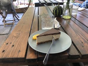 Vegan snickers cake  at Drunken Coffee in Cesky Krumlov