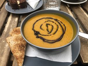 Pumpkin soup   at Drunken Coffee in Cesky Krumlov