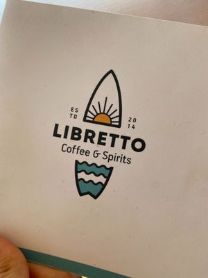 The logo at Libretto Coffee & Spirits in Paxos