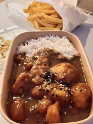 Cauliflower Katsu curry and fries at East Street by Tampopo - Kiosk in Manchester