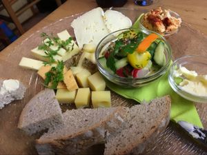 vegetarian: cheese plate at Bio-Insel Stralsund in Stralsund