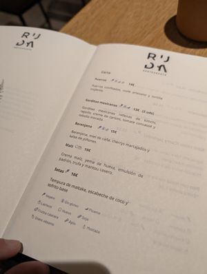 menu at Ruda in Villacarriedo