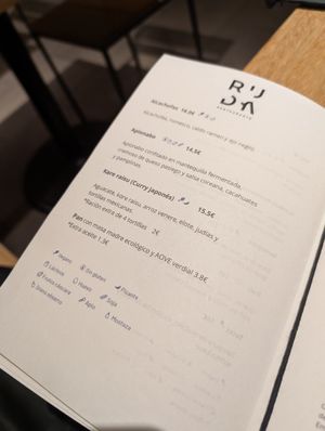 menu at Ruda in Villacarriedo