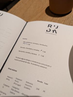 menu at Ruda in Villacarriedo