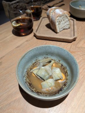 artichokes, romesco, black garlic at Ruda in Villacarriedo