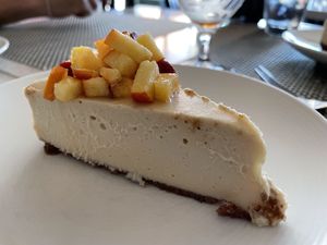 Peach cheesecake  at True Bistro in Somerville