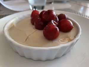 Sour cherry dessert at True Bistro in Somerville