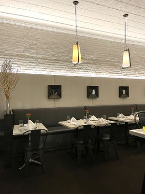 The inside, but this half was empty and the side they were seating was jam-packed. I think it would have made more sense to use both sides but allow for more space between parties  at True Bistro in Somerville