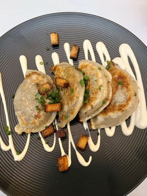 Wild mushroom pierogies. Very filling, but I forgot I don’t love wild mushrooms. I still ate them, just dipped them in the chili sauce from the oyster mushrooms!  at True Bistro in Somerville