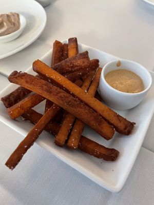 Chickpea and carrot panisse  at True Bistro in Somerville