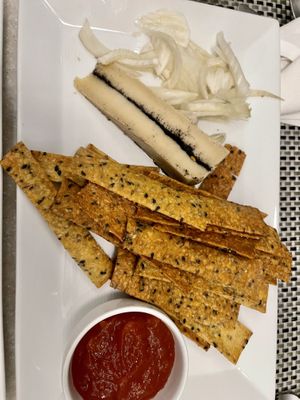 Cashew cheese, homemade gf crackers, pickled fennel  at True Bistro in Somerville
