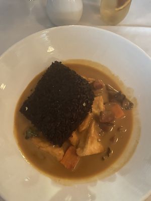 thai red curry with rice cake  at True Bistro in Somerville