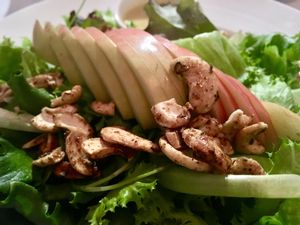 Mesclun mix with fresh apple and Jerk spiced cashews at True Bistro in Somerville