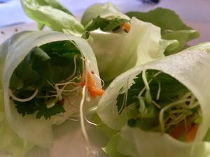 Rice paper spring rolls with mint and arugula at True Bistro in Somerville