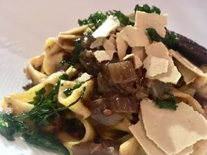 Bolognese with fried parsley  at True Bistro in Somerville