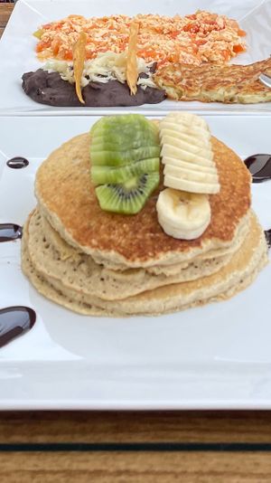 Pancakes and tofu scramble #Veganuary at Konstanz in Cozumel