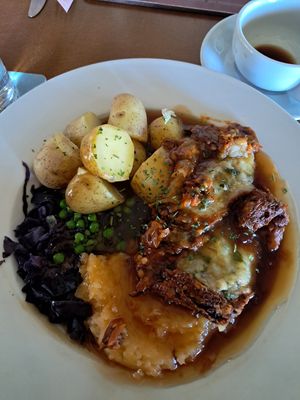 Vegan shepherd pie 
Choices of salad or veg 
Chips or new potatoes at California Tavern in Great Yarmouth