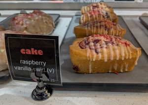 raspberry vanilla swirl cake at Seize the Bagel - Orchards in Vancouver