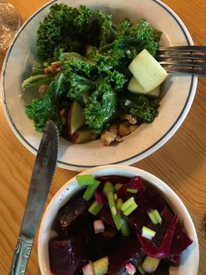 (Top) Kale and apple salad 
(Bottom) Beet salad at Keweenaw Mountain Lodge in Copper Harbor