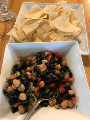 Tortilla chips and bean salsa  at Keweenaw Mountain Lodge in Copper Harbor