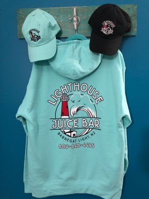 Hoodies (L-2X) L & XL are $35 and 2X is $37. Front/Back of hoodies and T-shirts are the same. Shipping available on our Square Site. https://lighthouse-juice-bar.square.site at Lighthouse Juice Bar in Harvey Cedars