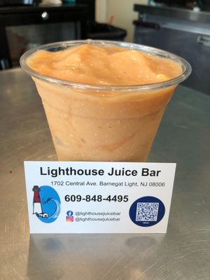Limited Time "Tropical Storm" Mango, Pineapple, Banana, and Guava Nectar at Lighthouse Juice Bar in Harvey Cedars