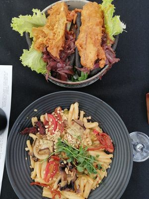 Black buns and pasta at Boho in Lodz