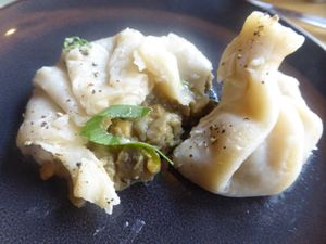 The filling of the dumplings at Boho in Lodz