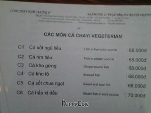 Menu at Diamond II Vegetarian Restaurant in Hanoi