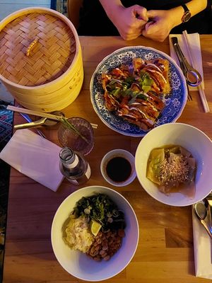 Cooked and fried dumplings at Café Tropical in Mannheim
