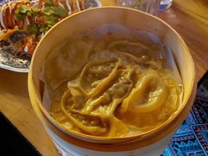 Cooked dumplings at Café Tropical in Mannheim