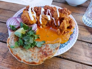 Butter chicken balls at Café Tropical in Mannheim