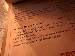 menu at Niiko Sushi x Vegan in Leipzig