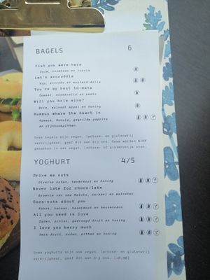 Menu bagels at Sophias Coffee in Barneveld